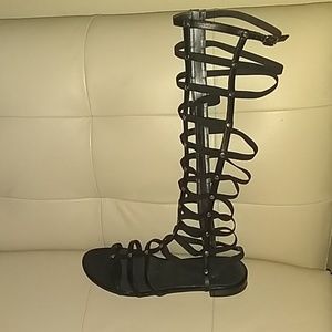Stuart Weitzman black Gladiator sandals, size 10